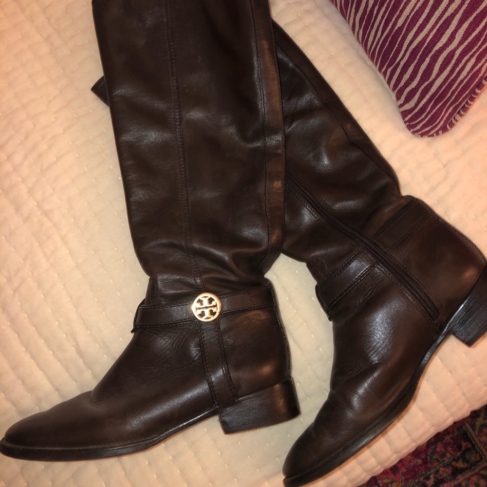Brown Leather Tory Burch Riding Boots